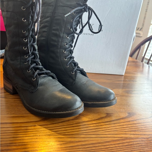 Luxe by JustFab Conley Black Lace-Up Boots - Picture 2 of 5